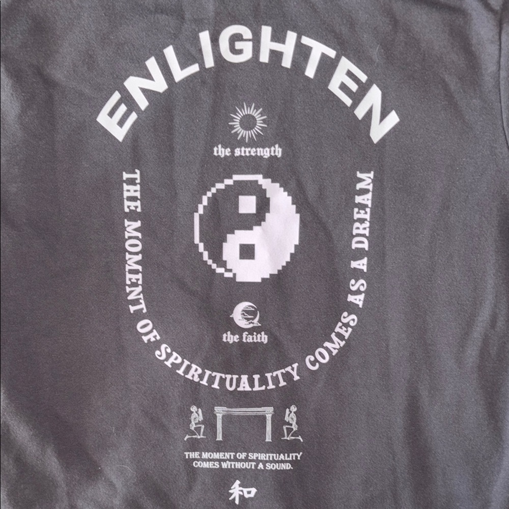 No Boundaries Gray Short Hoodie with Yin-Yang Design